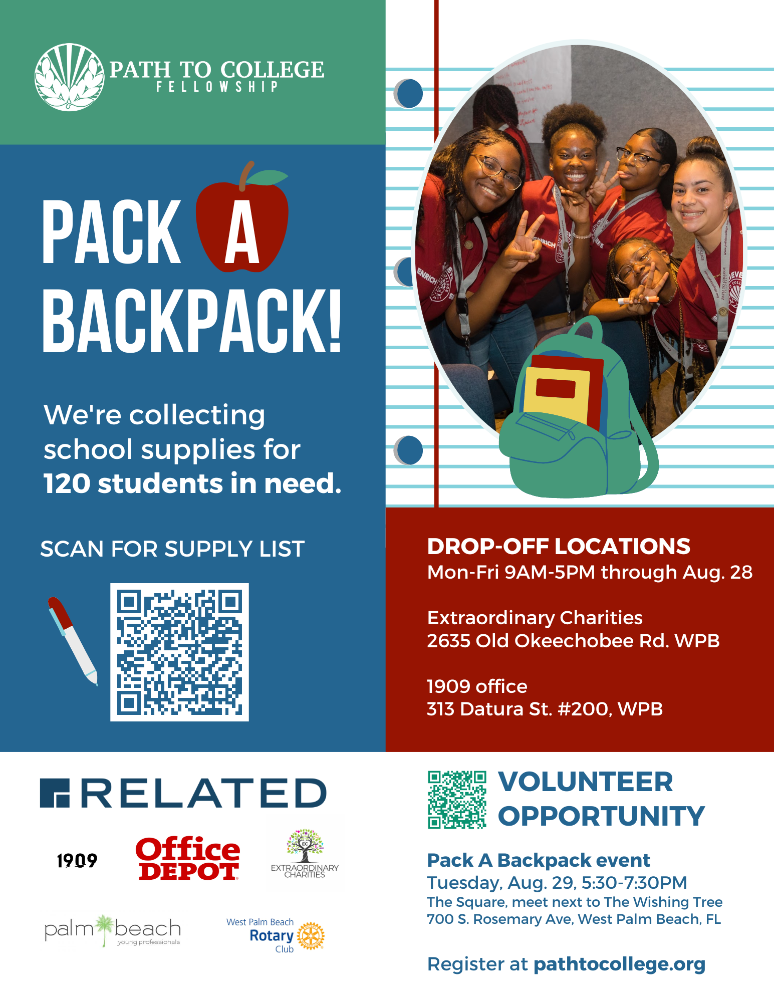 Pack a Backpack event flyer