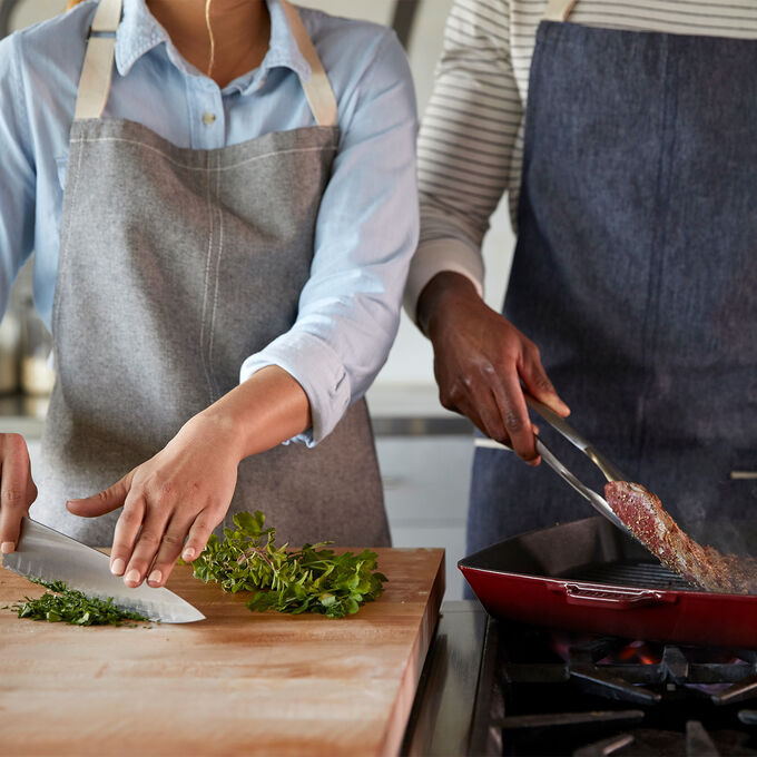 Couple cooking together