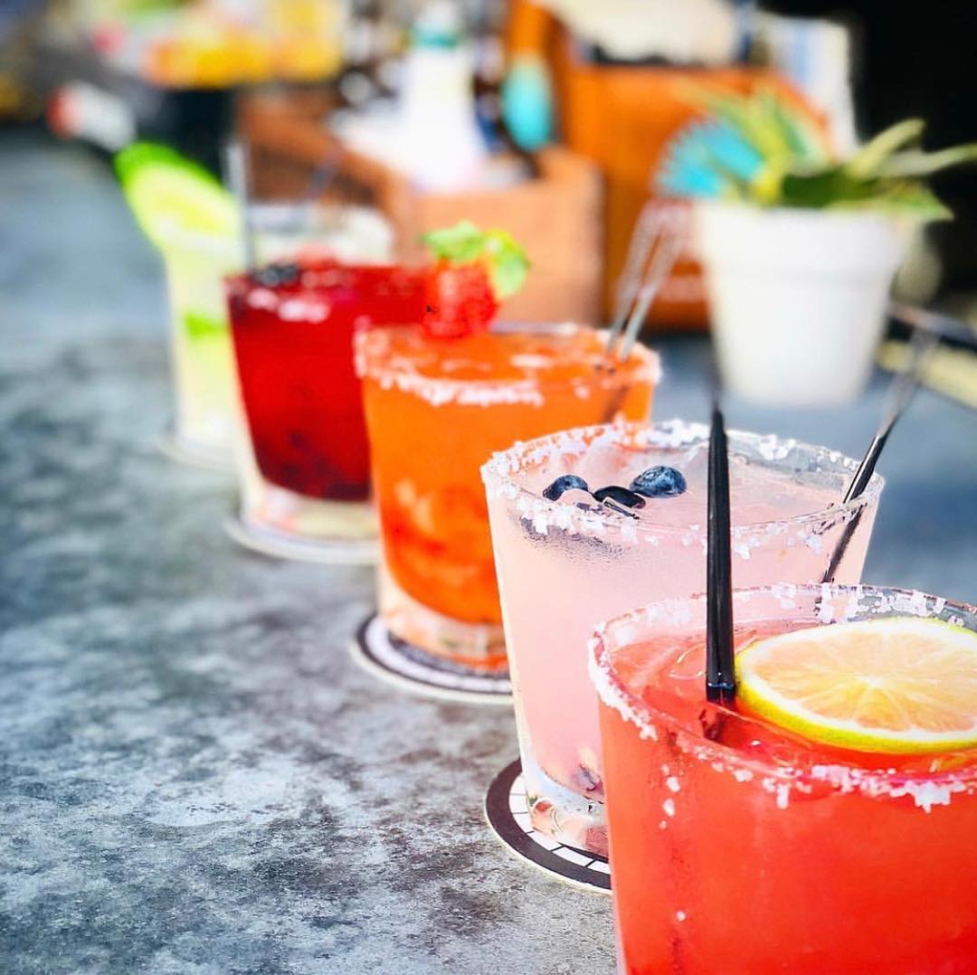 a lineup of cocktails