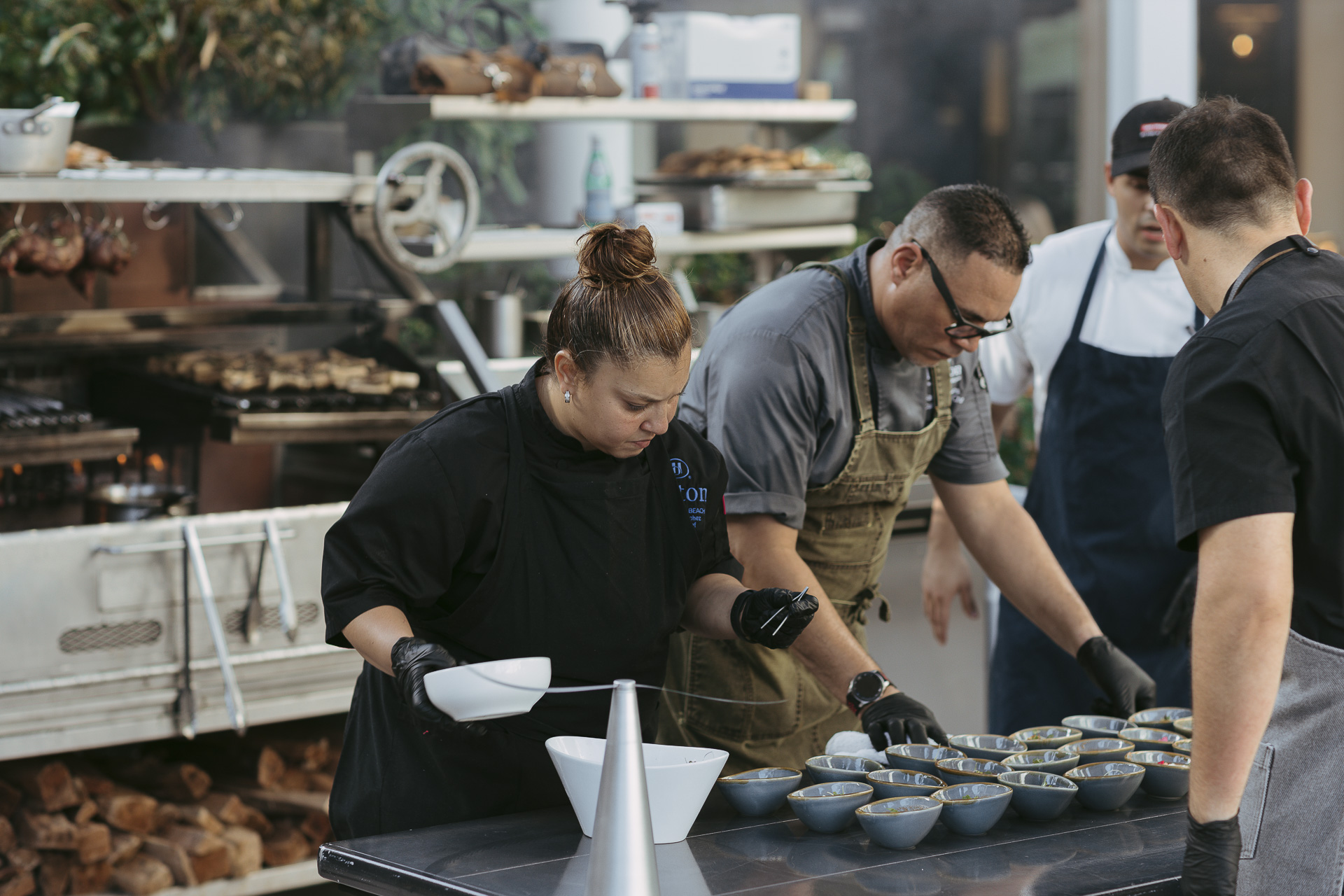 three chefs working