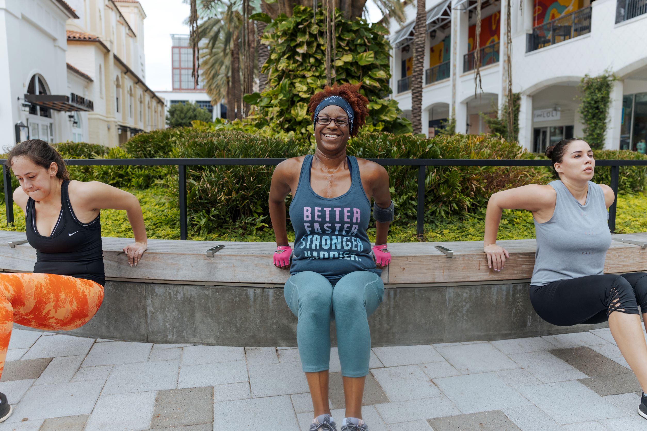 three women working out 