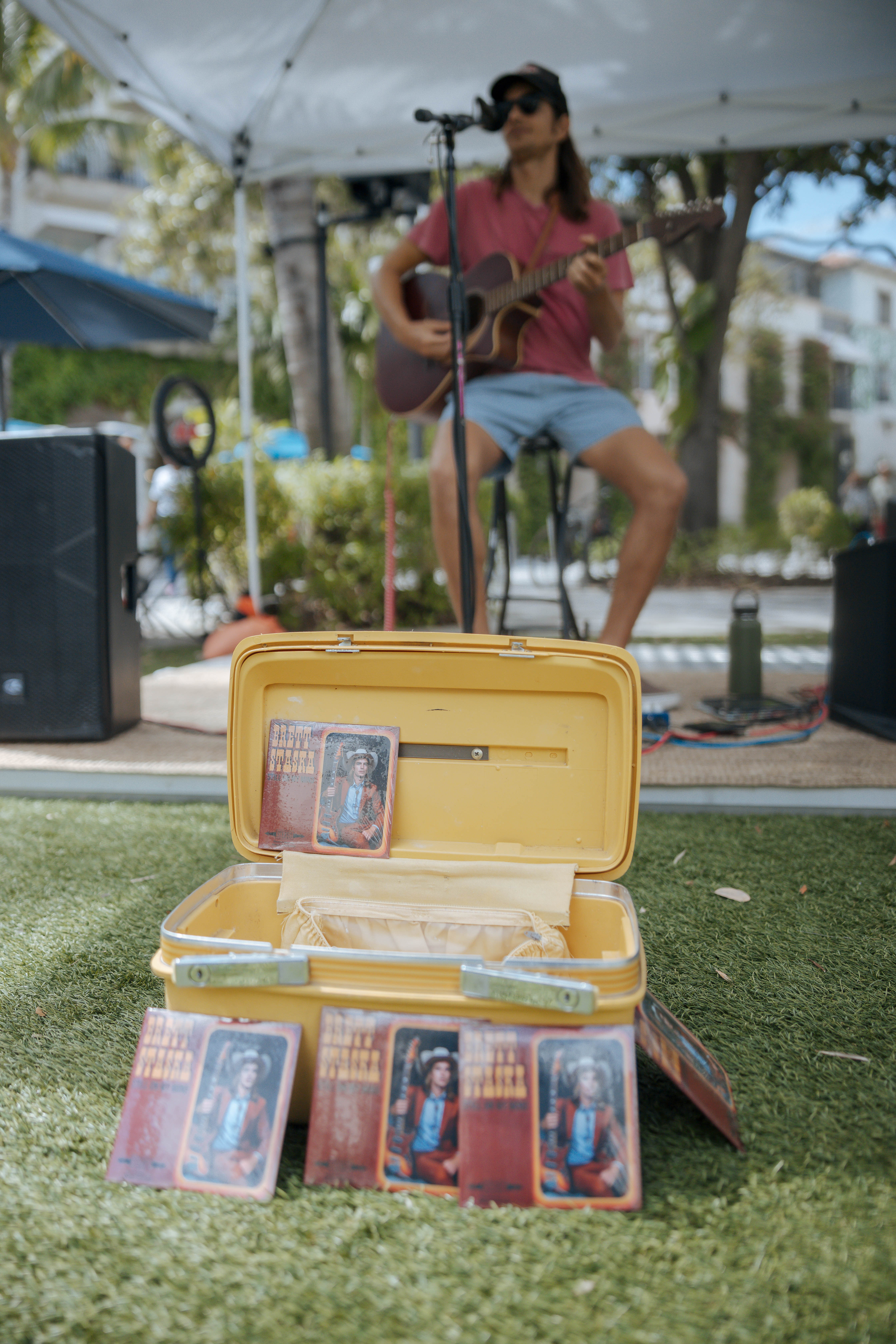 Musician performing on the lawn