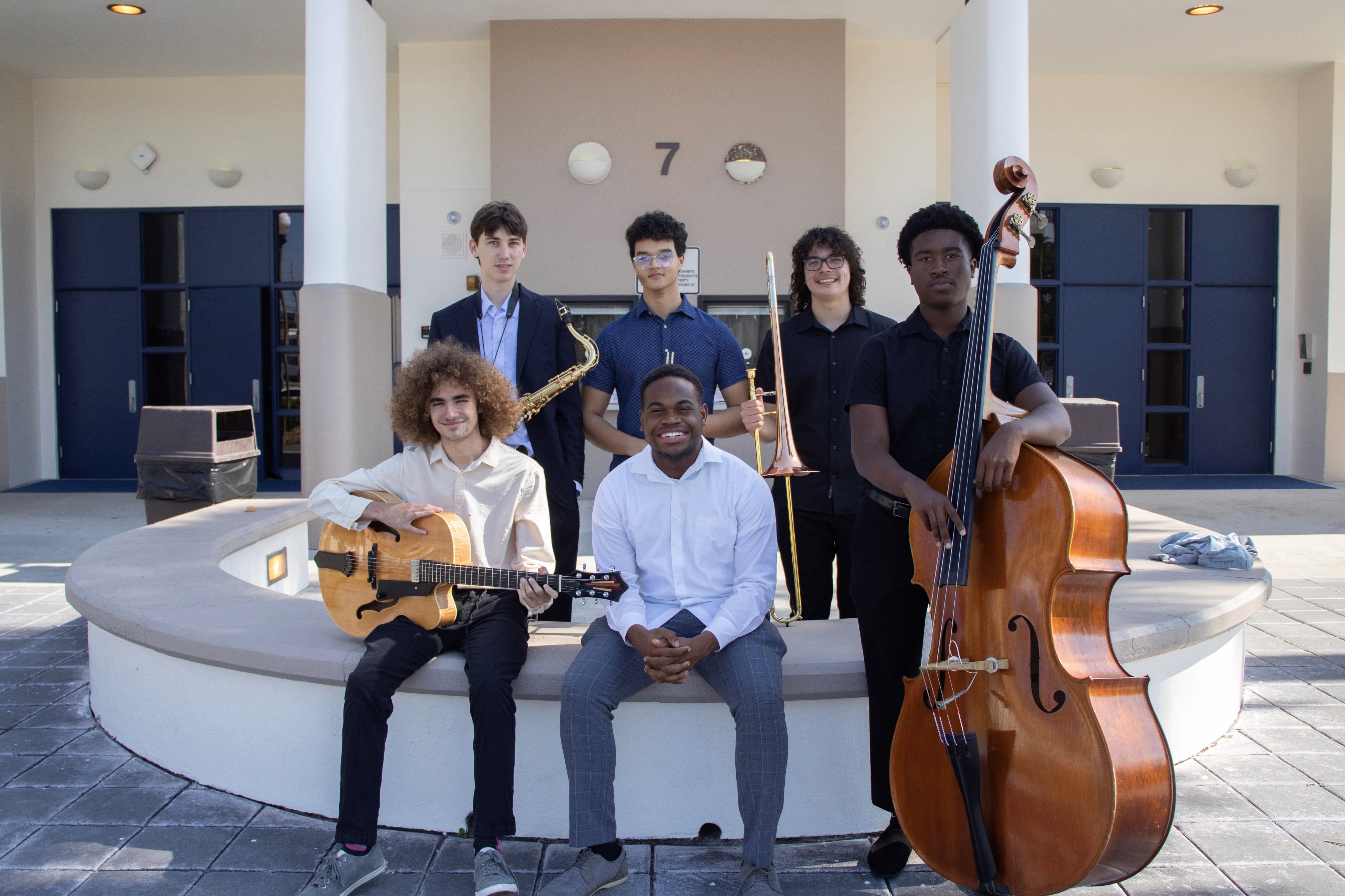 Jazz Group sitting with their instruments