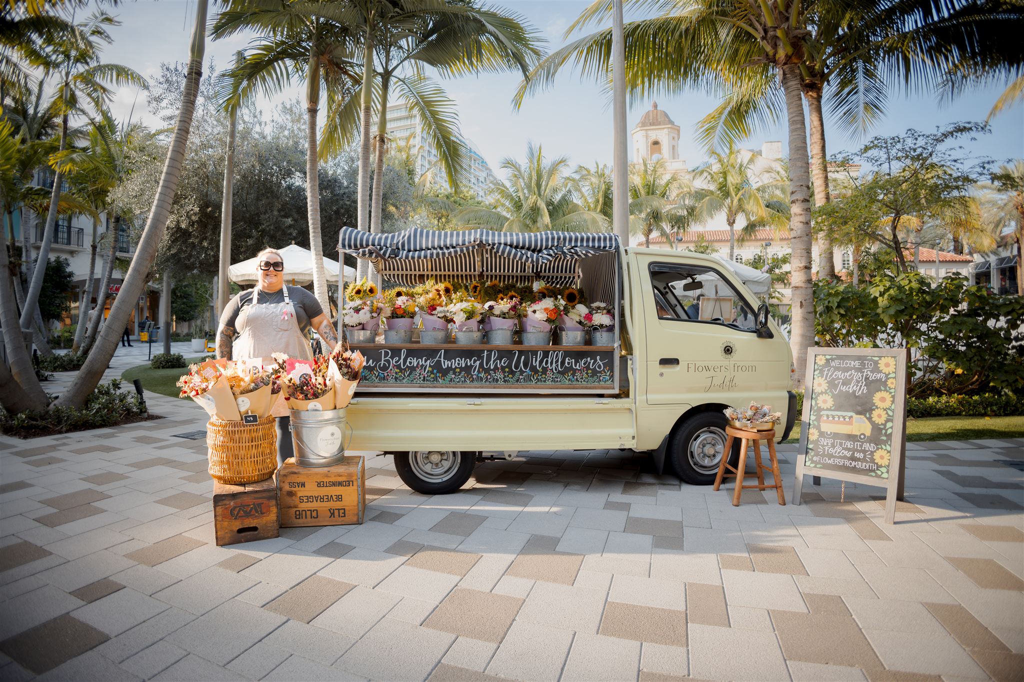 Mini truck filled with flowers
