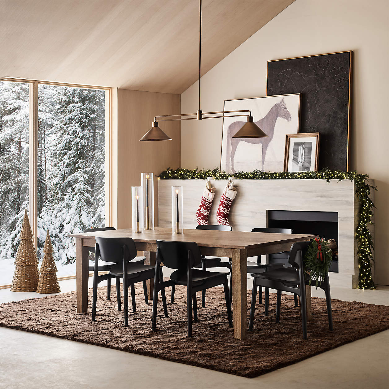 fully furnished room with christmas decore