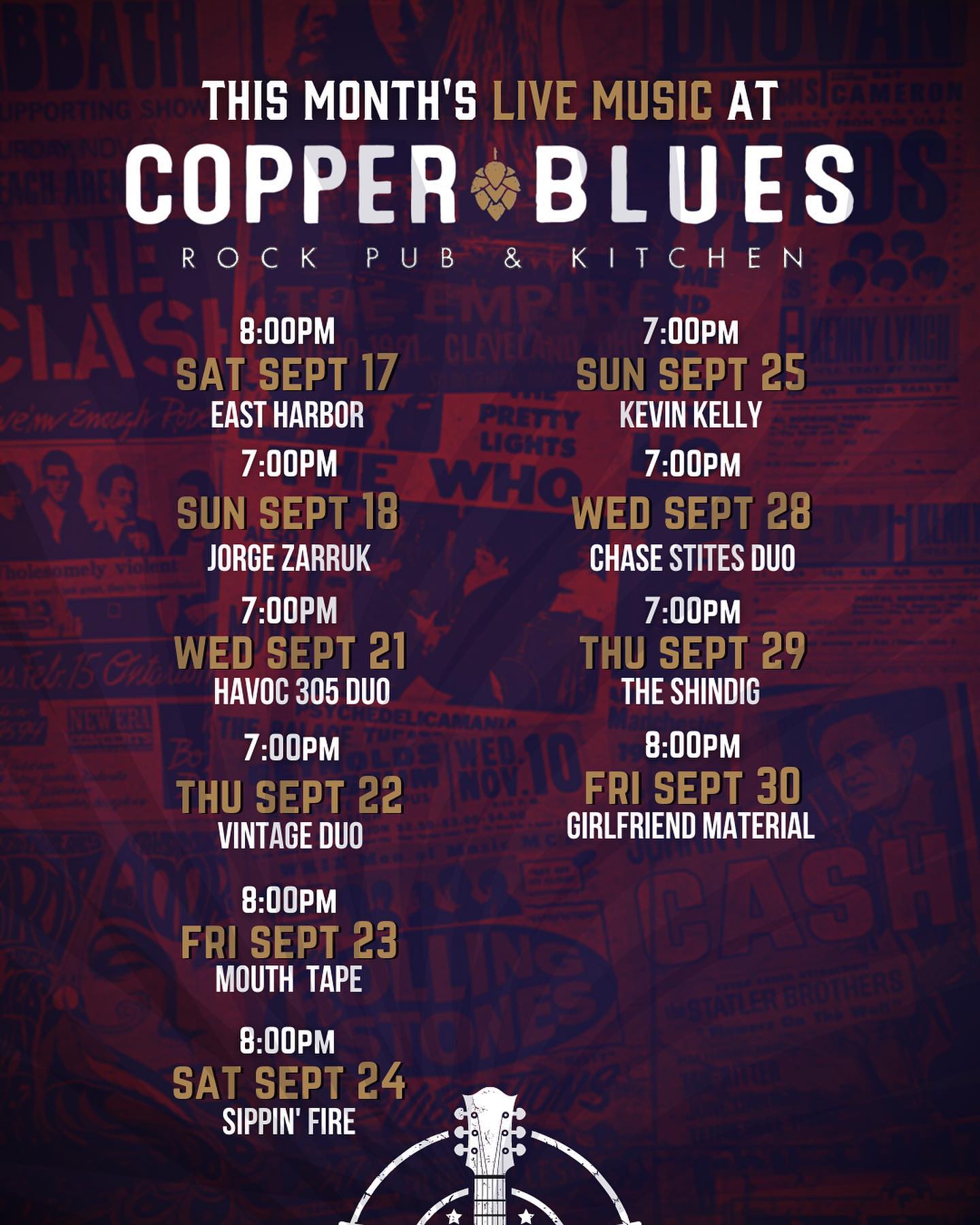 September live music lineup at Copper Blues