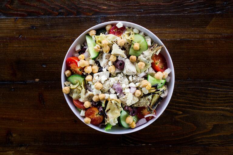 Colorful bowl of greek salad