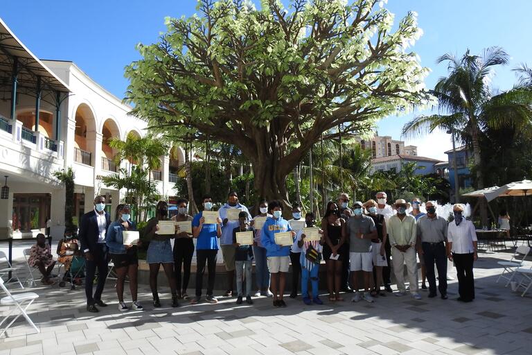 Small group gathered for a graduation