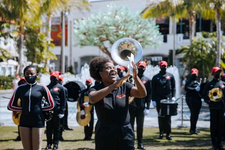 Marching band and leader