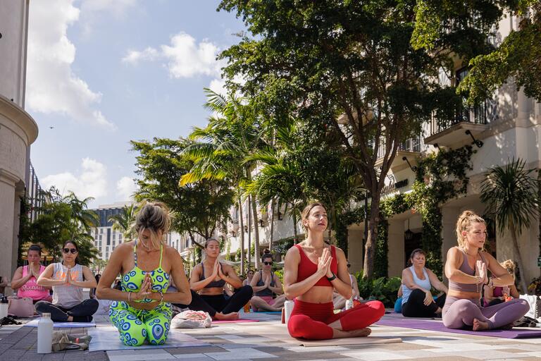 yoga class on the street 