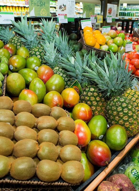 Assorted fruit in a store