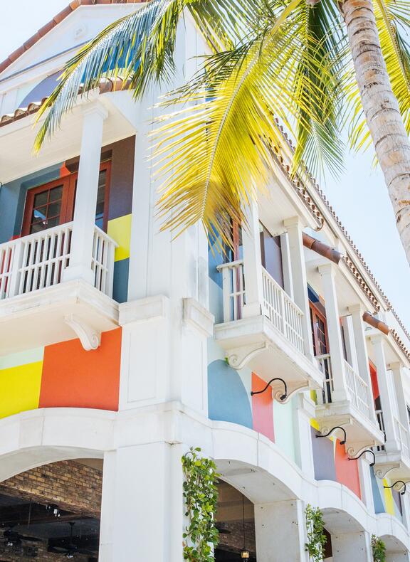 colorful geometric mural