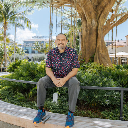 Artist sitting under the wishing tree