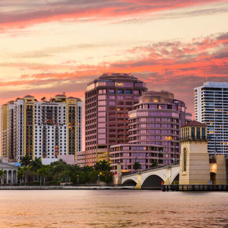 west palm skyline at sunset