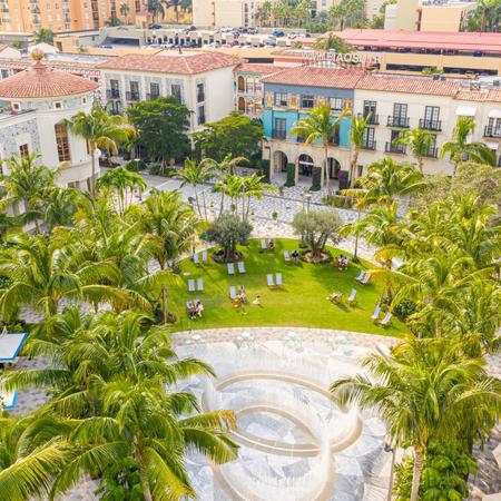 aerial image of the lawn at The Square