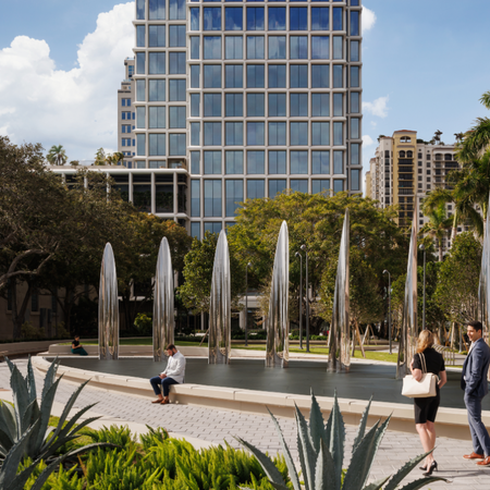 Scenes from the new Julian Abel park located directly outside of One Flagler, the new office development by Related Ross